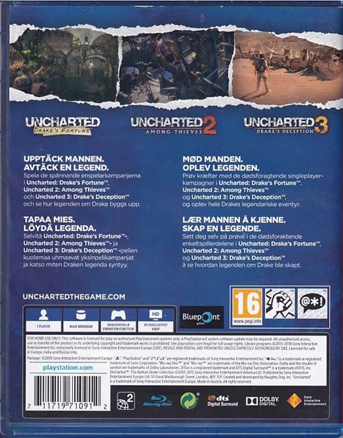 Uncharted - The Nathan Drake Collection - Playstation Hits - PS4 (A - Grade) (Genbrug)